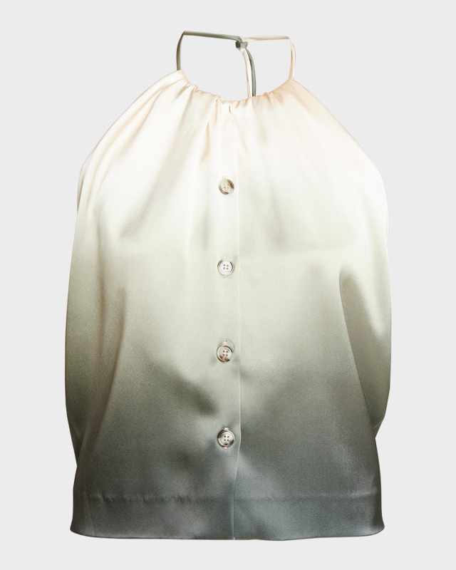 Keja Button-Front Satin Halter Top